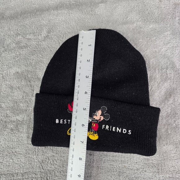 Mickey Unlimited Best Friends Black Knit Beanie Hat Mickey & Minnie Mouse - Picture 7 of 8